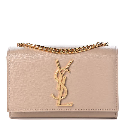 Saint Laurent Grain De Poudre Small Monogram Kate Satchel Dark Beige 1 of 9