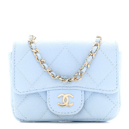 Chanel Caviar Quilted Flap Chain Waist Bag Light Blue 1 of 11