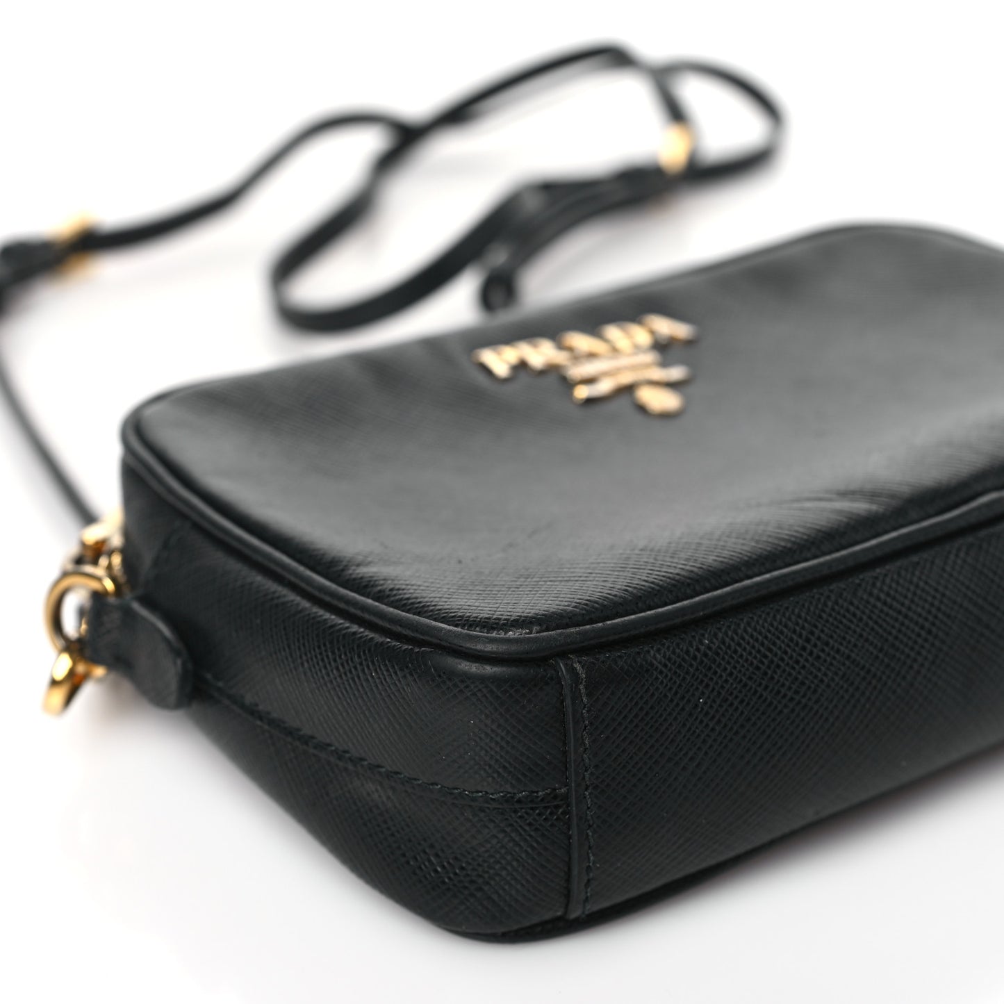 Saffiano Mini Camera Crossbody Bag Black