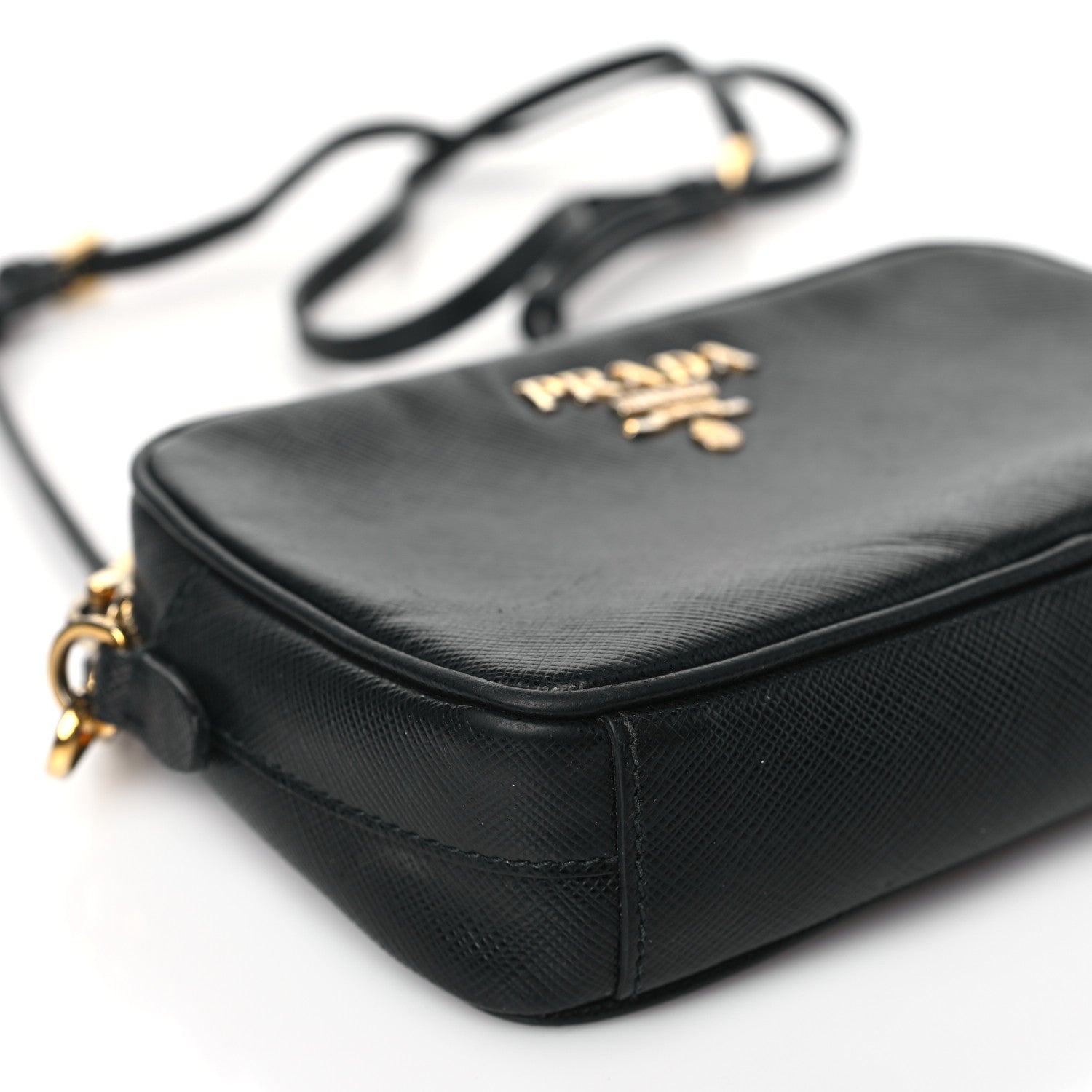 Prada Saffiano Mini Camera Crossbody Bag Black 7 of 9