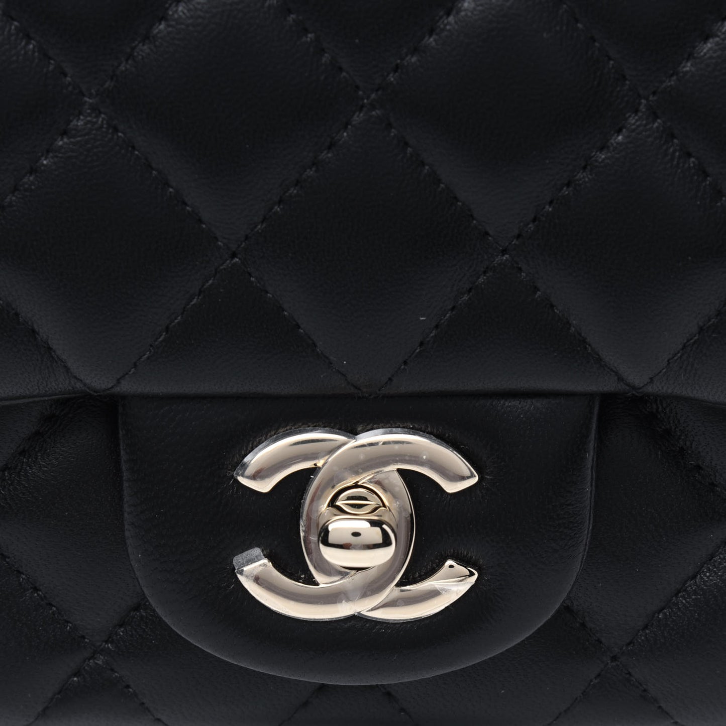 Lambskin Quilted Mini Square Flap Black