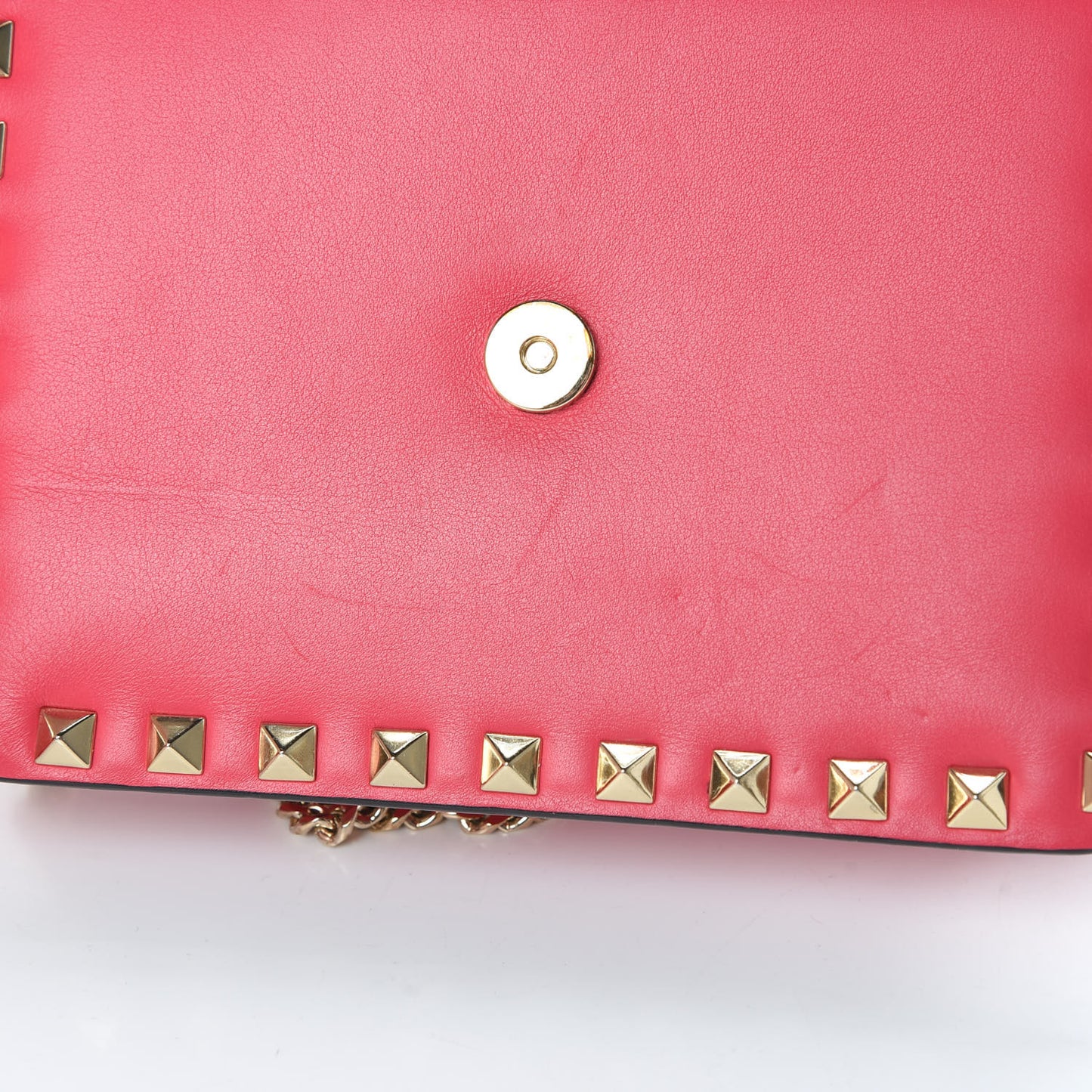 Vitello Rockstud Chain Flap Crossbody Bag Deep Rose
