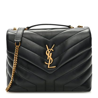Saint Laurent Calfskin Y Quilted Monogram Small Loulou Chain Satchel Black 1 of 8
