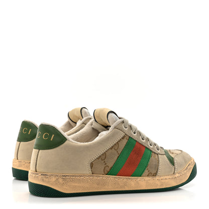 Gucci GG Monogram Nubuck Web Womens Screener Sneakers 35.5 New Sand Dusty Milk Vintage Green 5 of 12