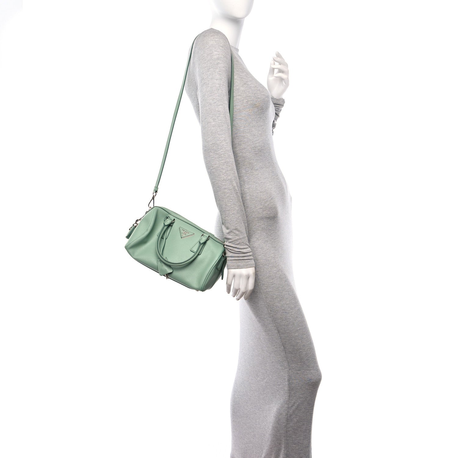 Prada Saffiano Lux Top Handle Crossbody Bag Acquamarina 2 of 10