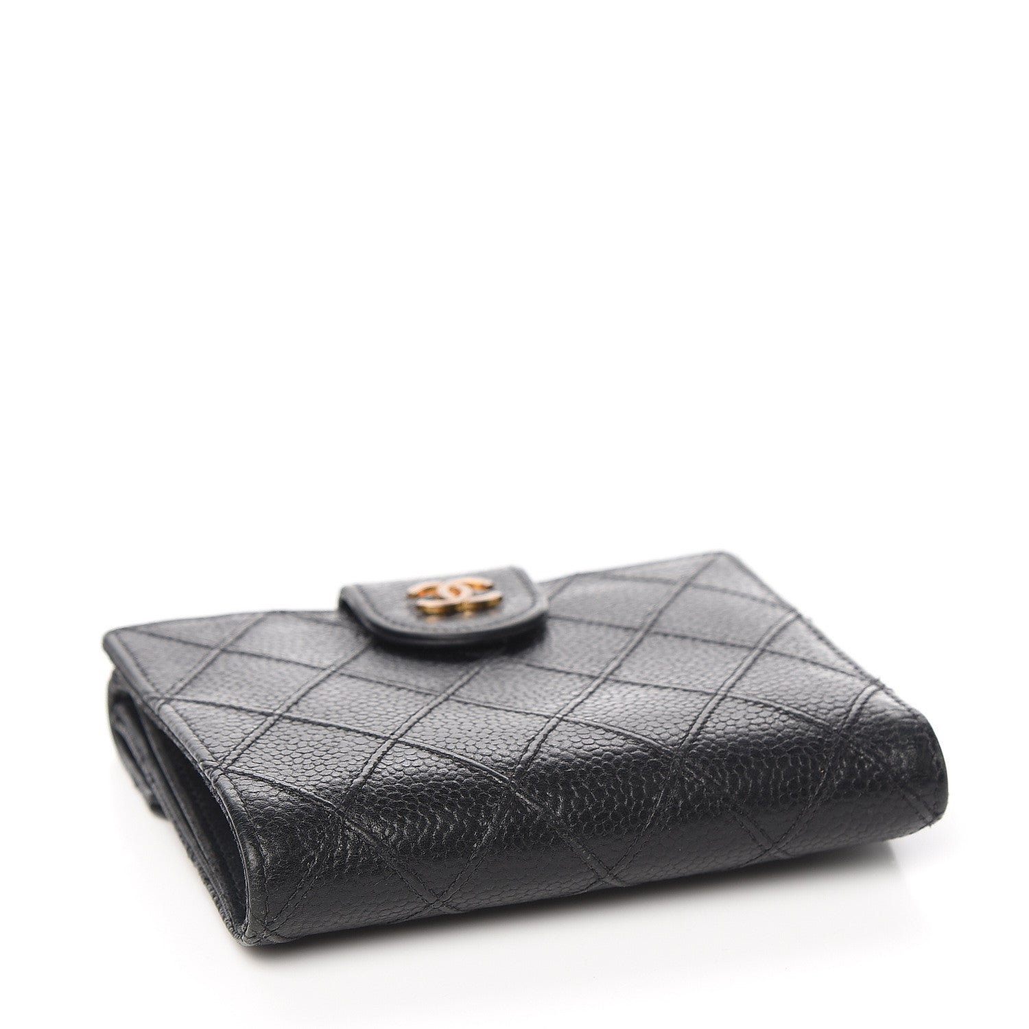 Chanel Caviar Stitched Compact French Flap Wallet Black 3 of 8