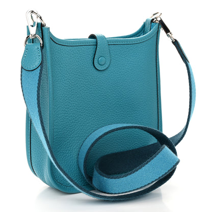 Hermes Taurillon Clemence Amazone Evelyne TPM Turquoise Colvert 3 of 10