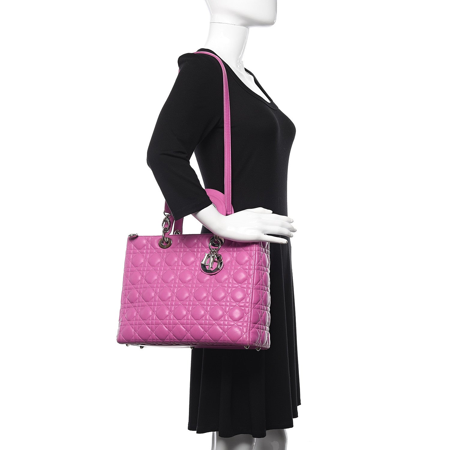 Christian Dior Lambskin Cannage Large Lady Dior Pink 2 of 15