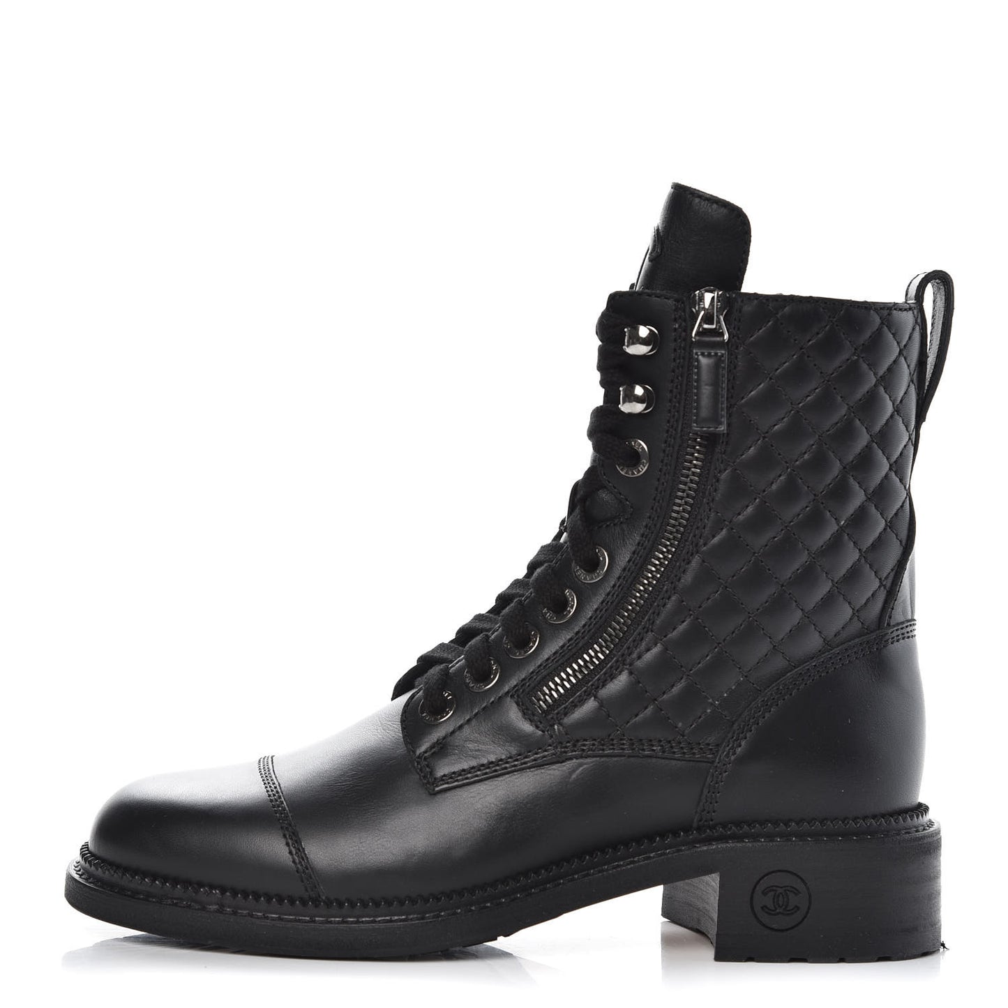 Calfskin Combat Boots 38 Black