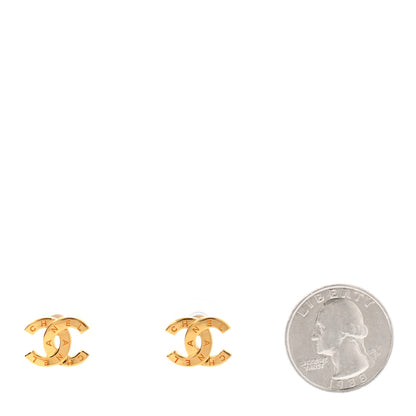 Chanel Metal CC Paris Button Stud Earrings Gold 2 of 4