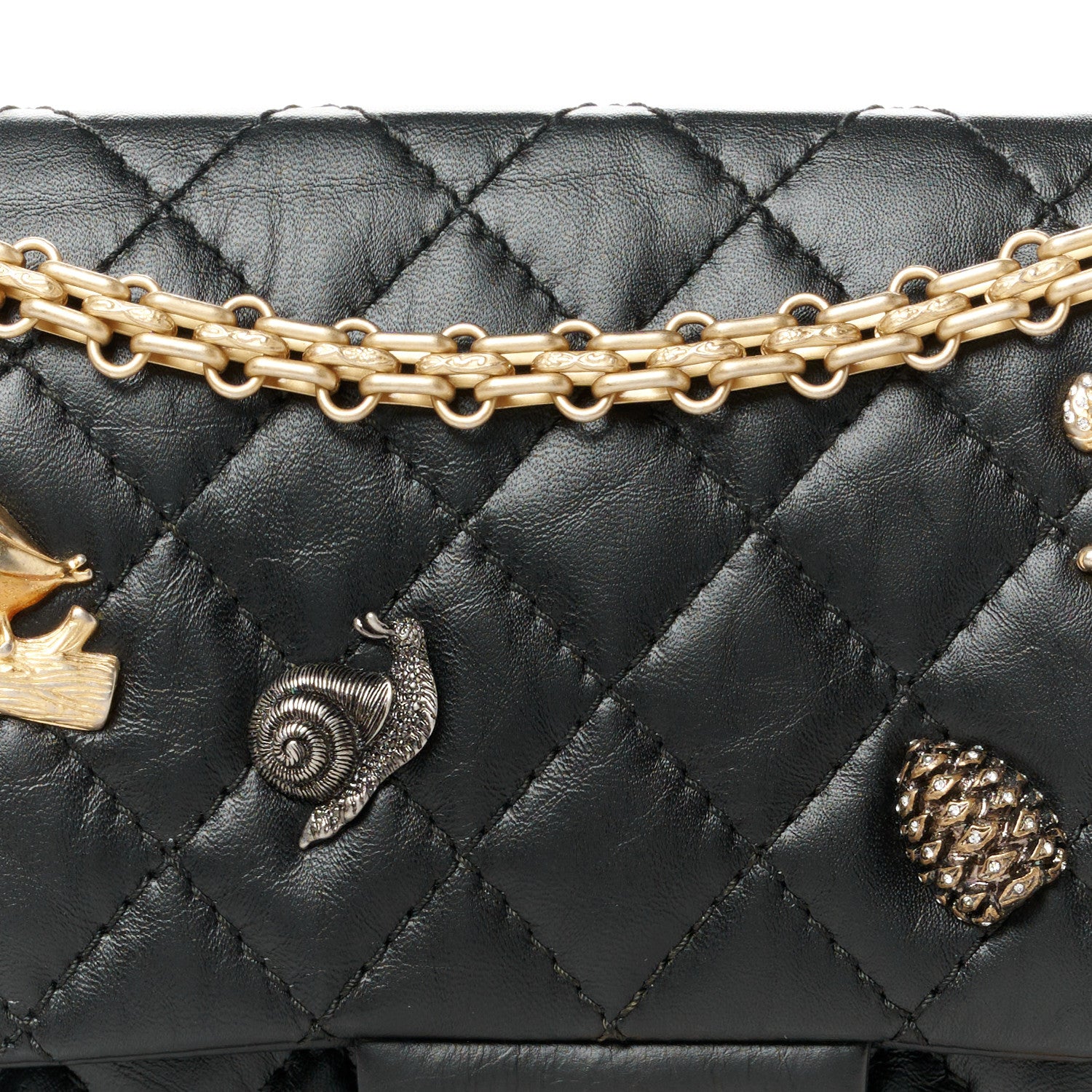 Chanel Aged Calfskin Lucky Charms 2.55 Reissue 225 Flap Black 9 of 12