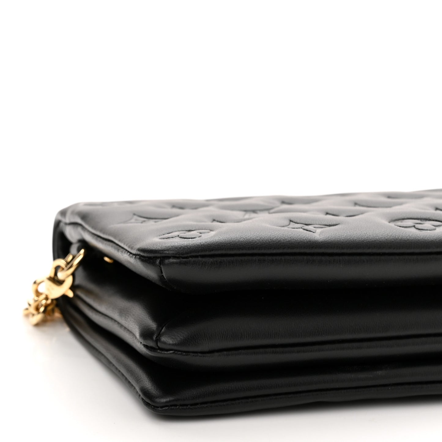 Lambskin Embossed Monogram Pochette Coussin Black