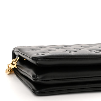 Louis Vuitton Lambskin Embossed Monogram Pochette Coussin Black 8 of 11