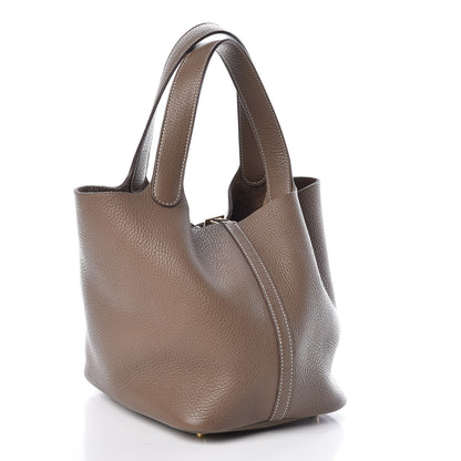 Hermes Taurillon Clemence Picotin Lock 22 MM Etoupe 3 of 9