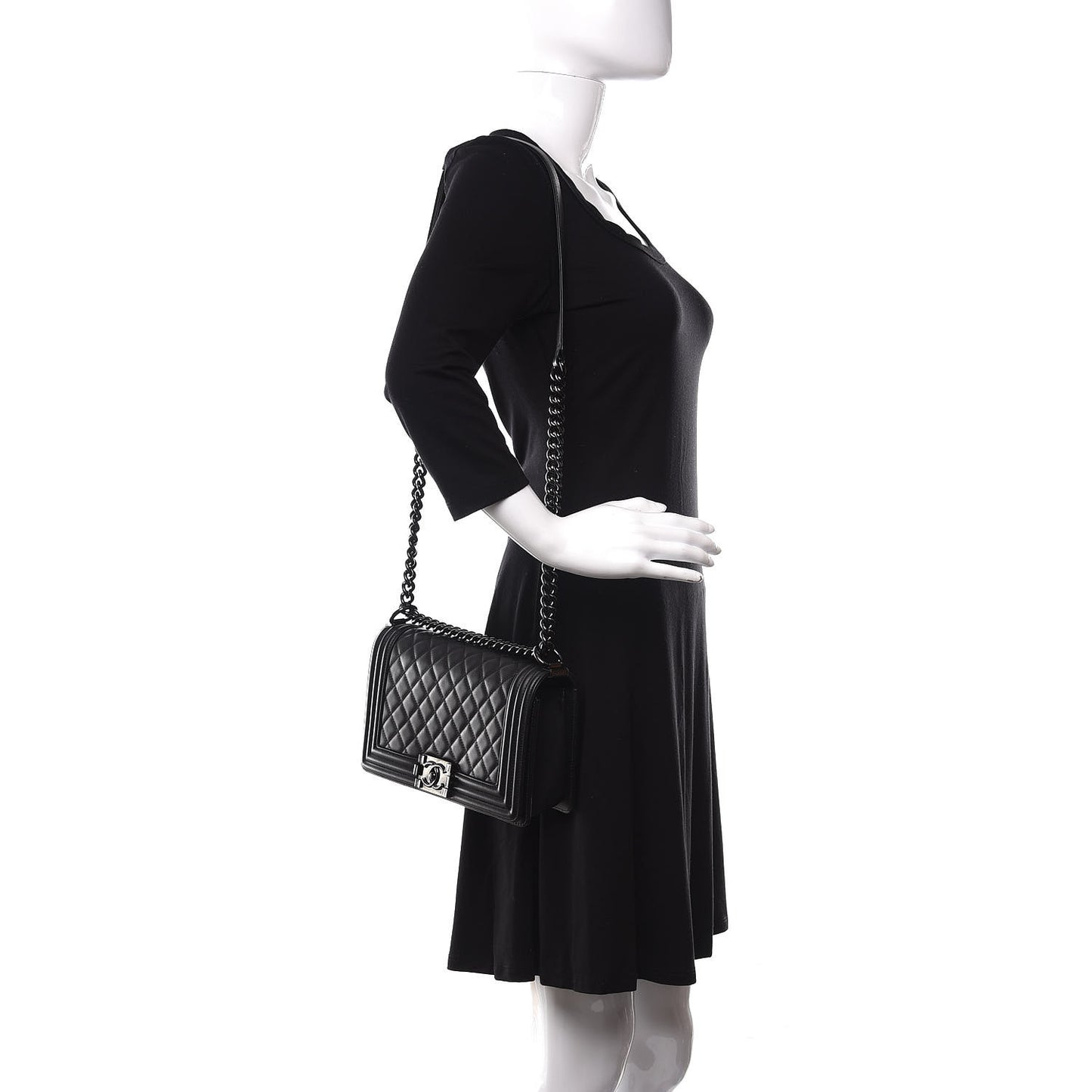 Calfskin Quilted Medium Boy Flap So Black