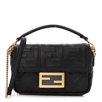 Fendi Nappa FF 1974 Embossed Mini Baguette Black 1 of 9