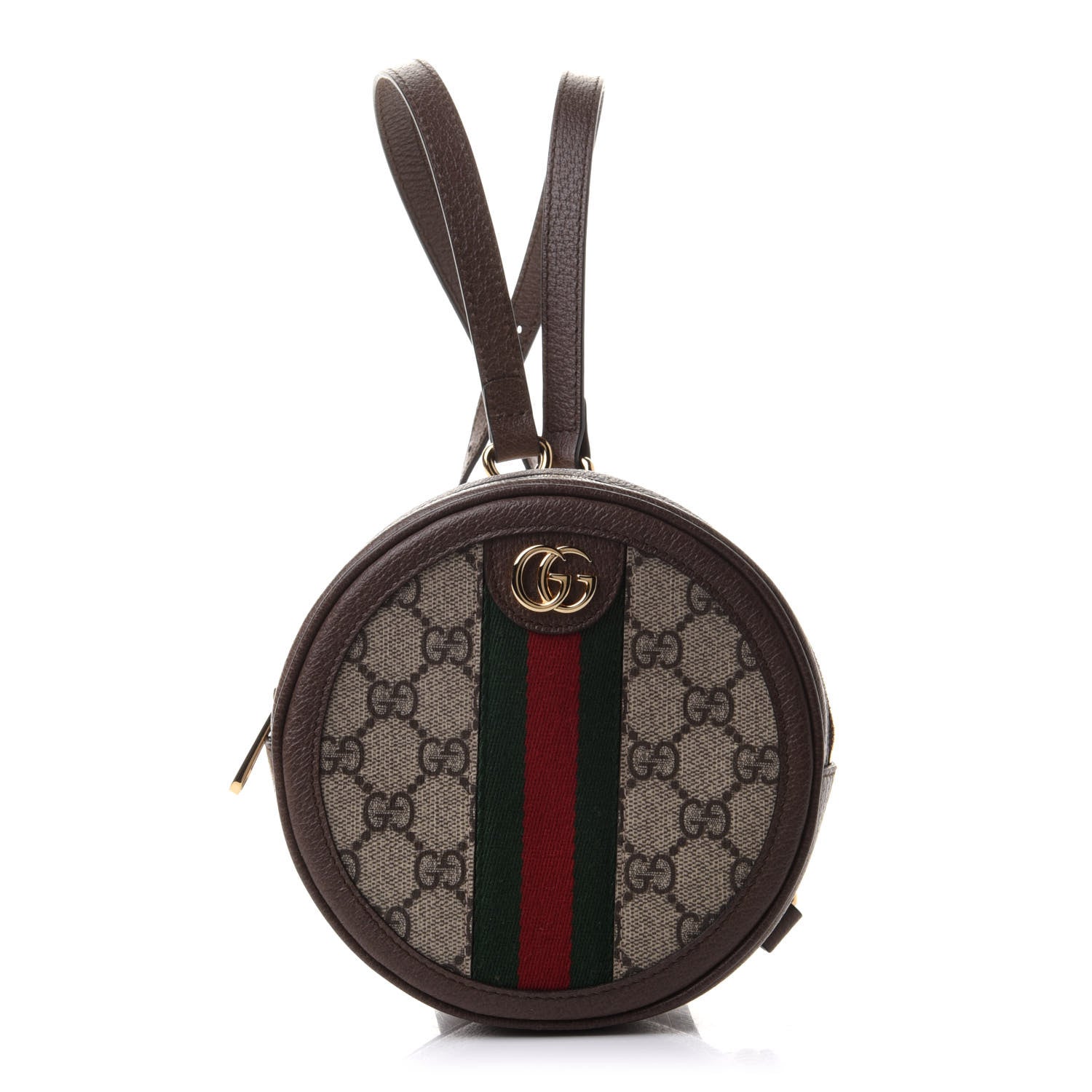 Gucci GG Supreme Monogram Web Mini Ophidia Round Backpack Brown 1 of 9