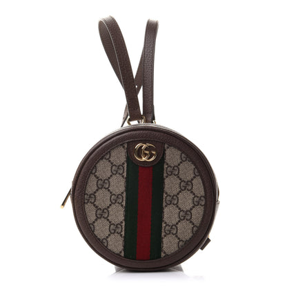 Gucci GG Supreme Monogram Web Mini Ophidia Round Backpack Brown 1 of 9