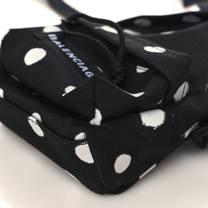 Balenciaga Recycled Casual Nylon Spray Polka Dots Mini Explorer Crossbody Backpack Black White 8 of 8