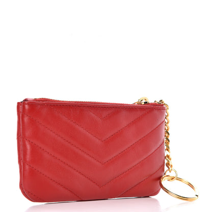 Saint Laurent Calfskin Matelasse Monogram Key Pouch Rouge Eros 3 of 8