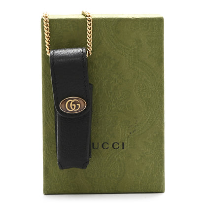 Gucci Textured Dollar Calfskin Enamel GG Lipstick Holder Necklace Black 7 of 7