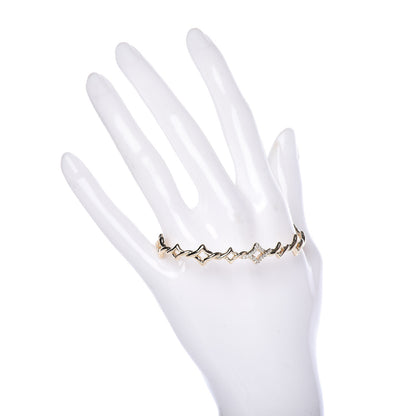 David Yurman 18K Yellow Gold Diamond Venetian Quatrefoil Single Row Cuff Bracelet 2 of 4