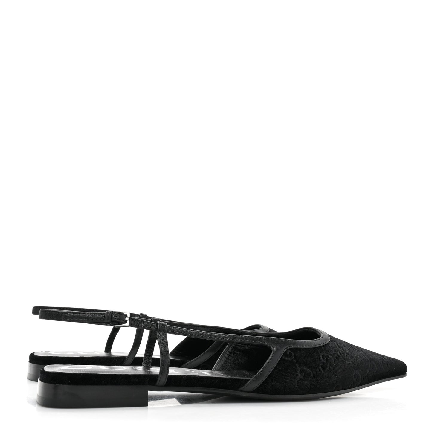 Velvet GG Monogram Slingback Ballet Flats 39.5 Black