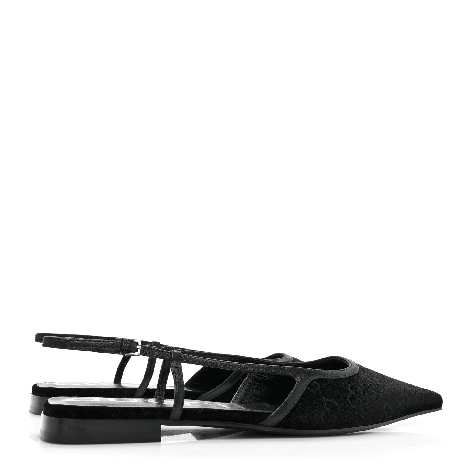 Gucci Velvet GG Monogram Slingback Ballet Flats 39.5 Black 4 of 8