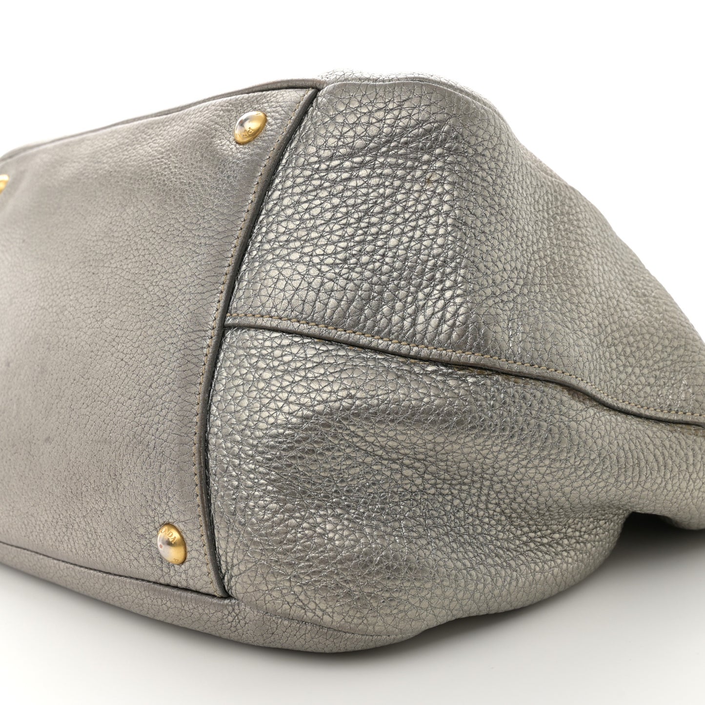 Metallic Vitello Daino Side Pocket Hobo Acciaio