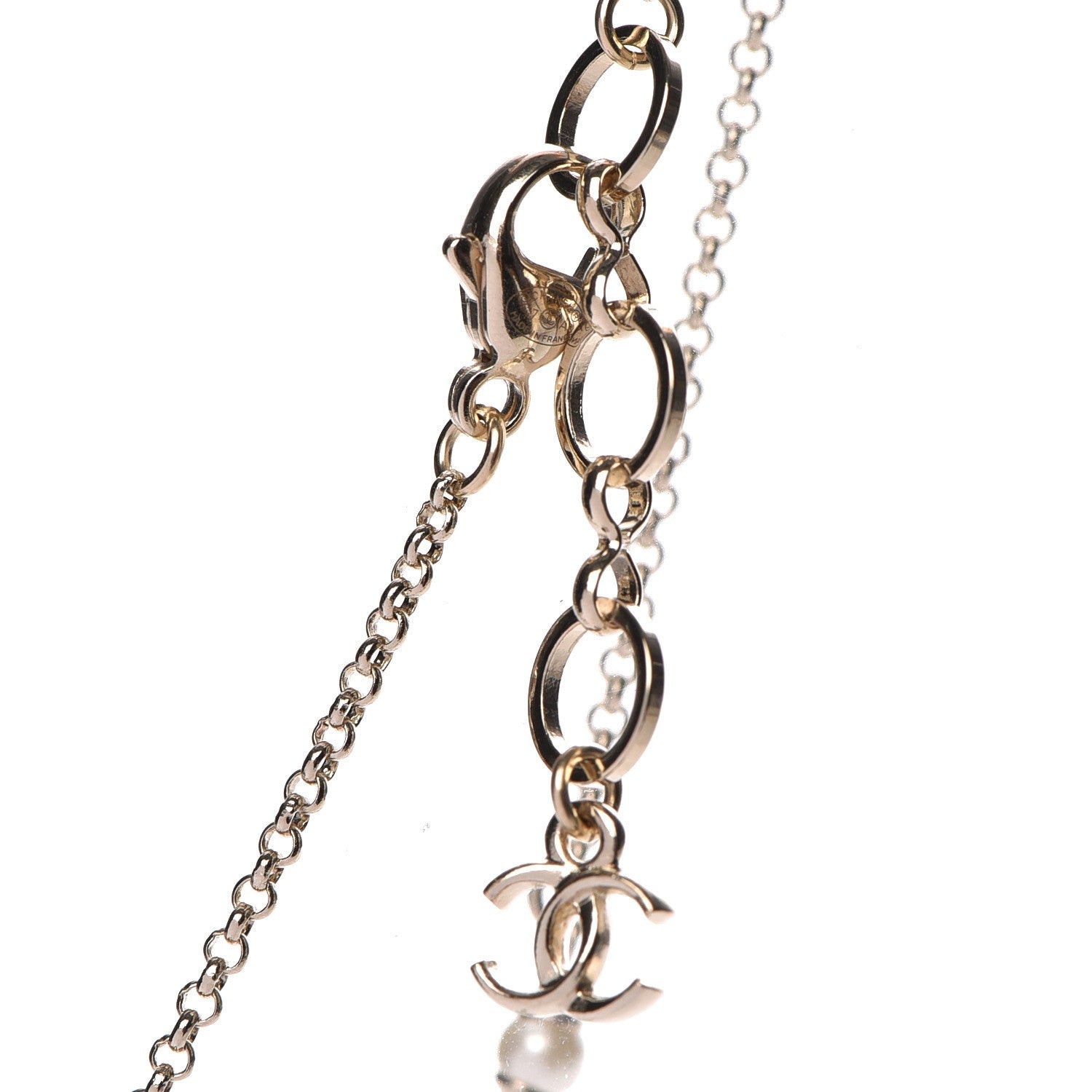 Chanel Resin Strass Perfume Bottle CC Necklace Black Gold 5 of 7