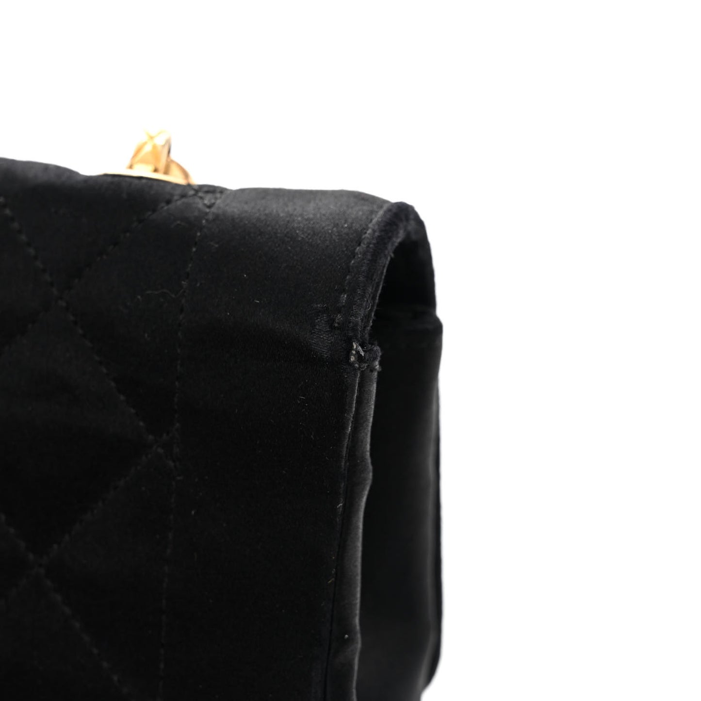 Satin Quilted Small Single Flap Bag Black