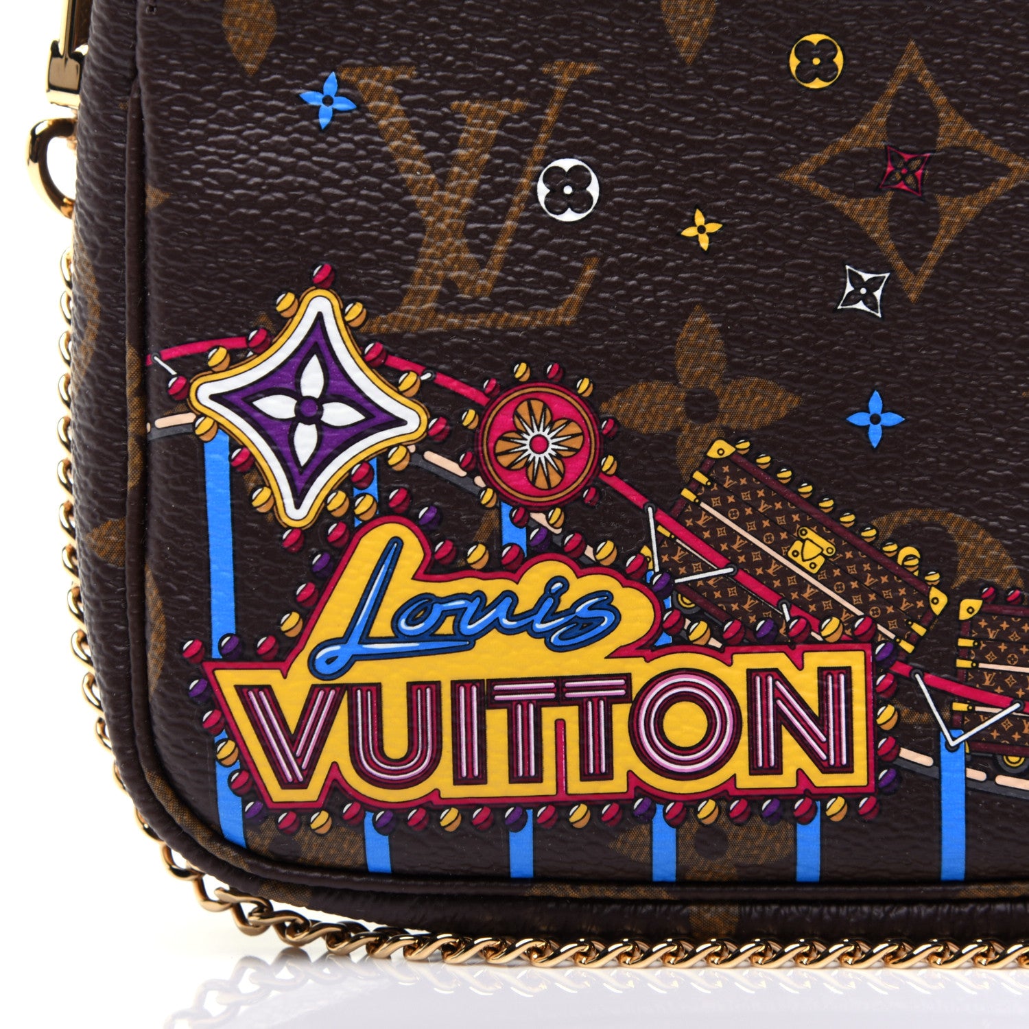 Louis Vuitton Monogram 2020 Christmas Animation Roller Coaster Mini Pochette Accessories Pivoine 10 of 11
