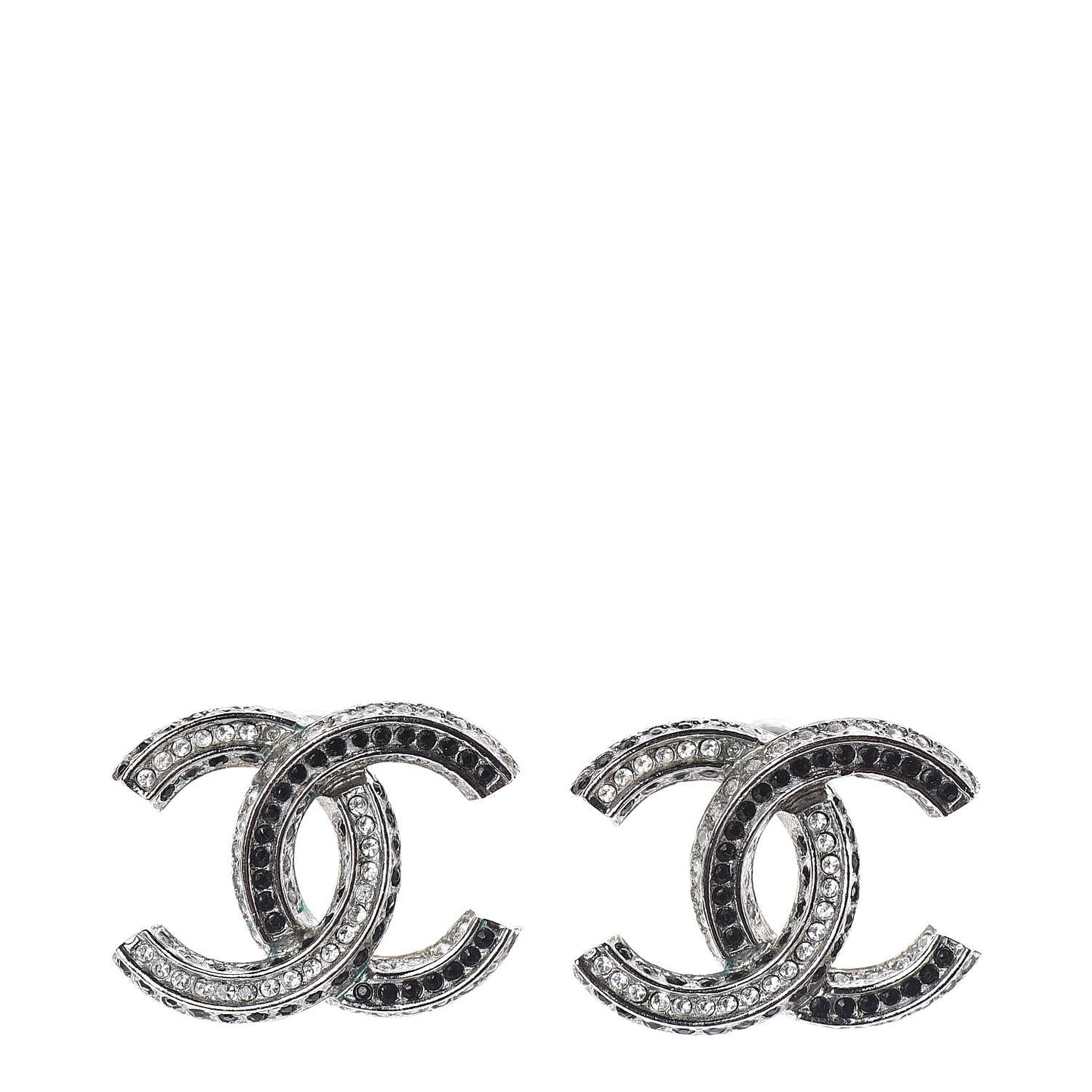 Ruthenium Crystal CC Earrings Silver Black