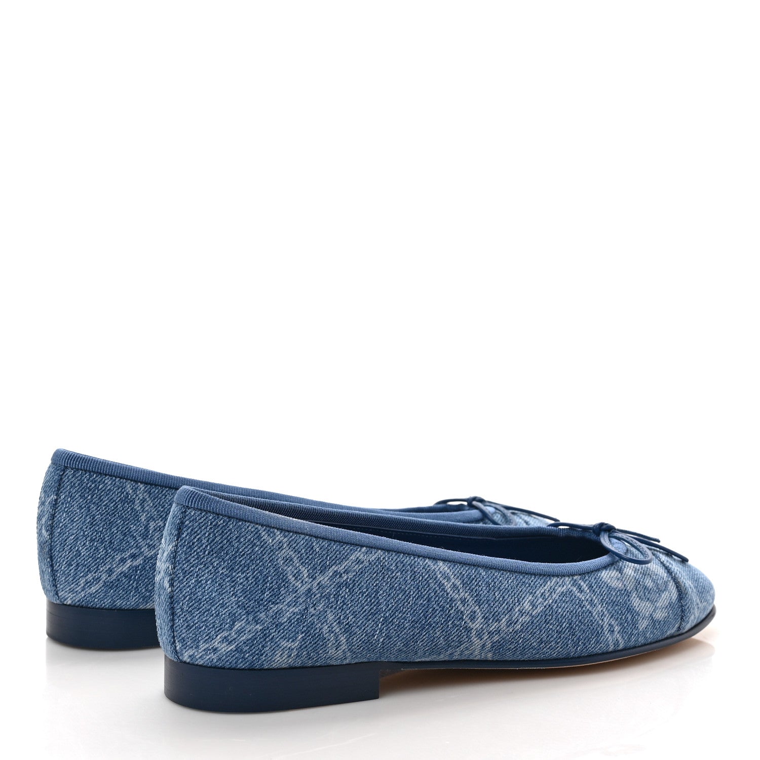 Chanel Denim Printed Cap Toe Ballerina Flats 36.5 Blue 4 of 9