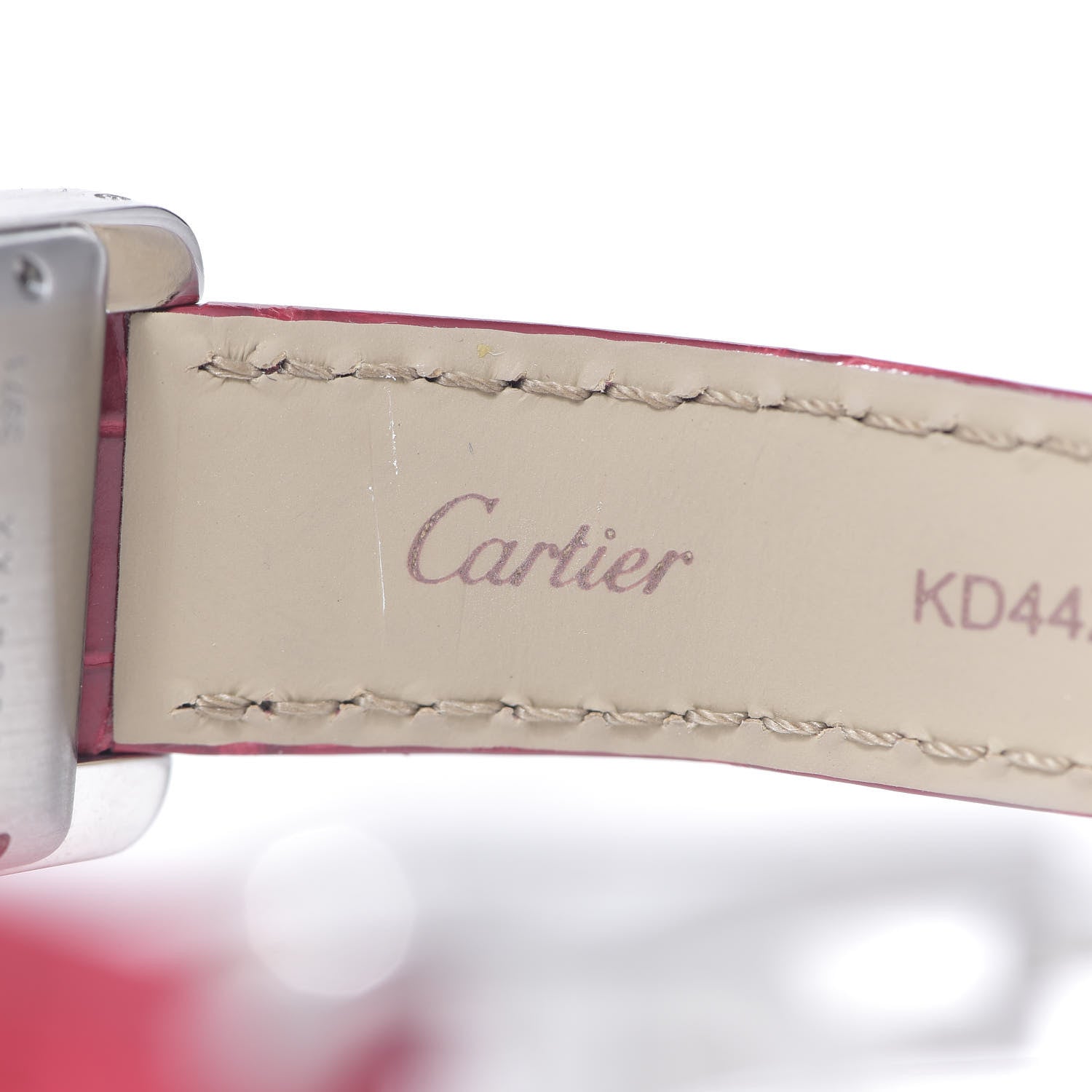 Cartier Stainless Steel Alligator 23mm Tank Americaine Automatic Watch Red 7 of 9