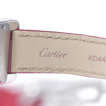 Cartier Stainless Steel Alligator 23mm Tank Americaine Automatic Watch Red 7 of 9