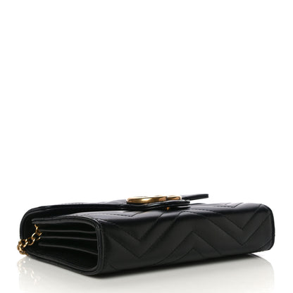 Gucci Calfskin Matelasse GG Marmont Chain Wallet Black 4 of 13