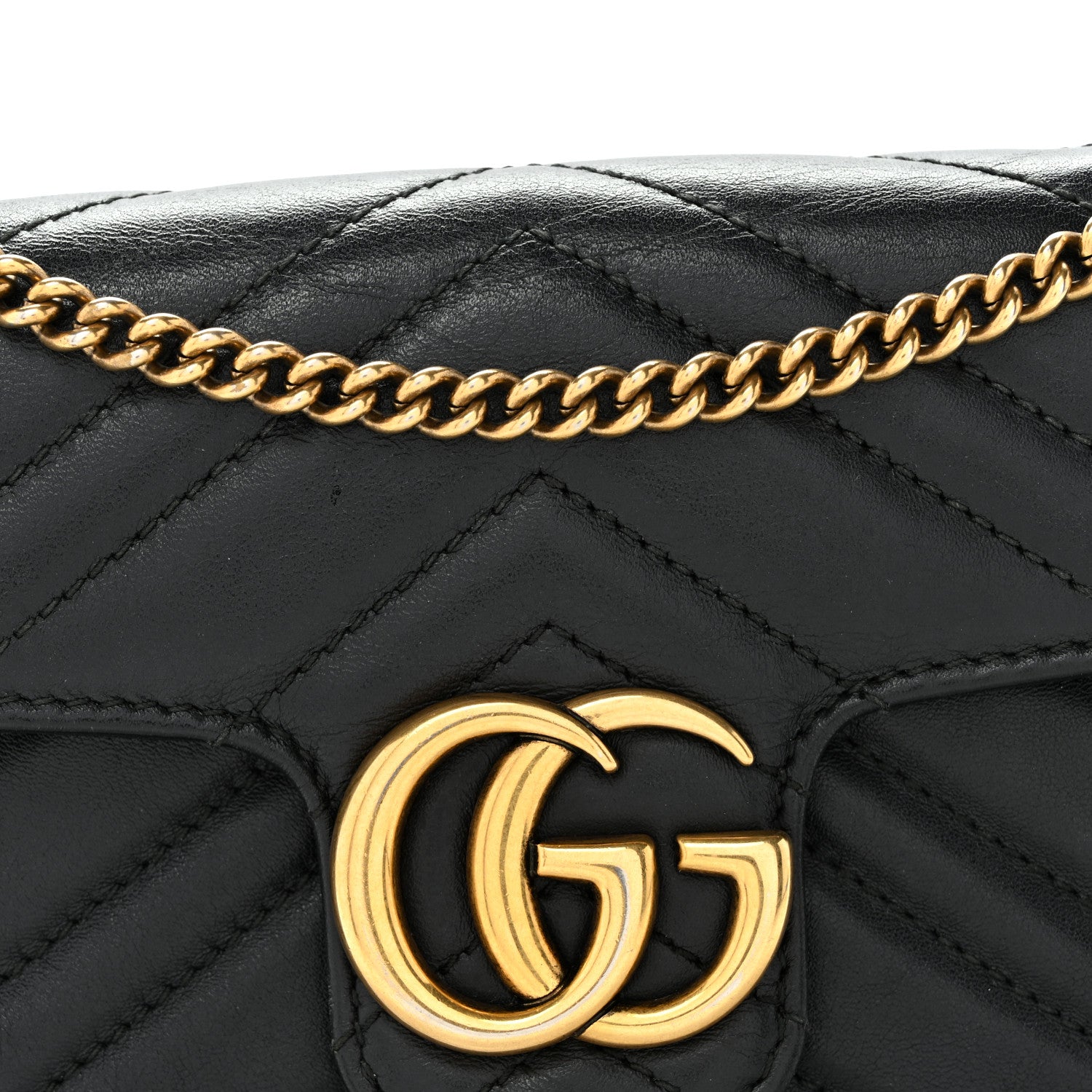 Gucci Calfskin Matelasse Super Mini GG Marmont Shoulder Bag Black 8 of 10
