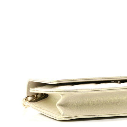 Chanel Iridescent Lambskin Quilted Wallet On Chain WOC Ivory 10 of 12