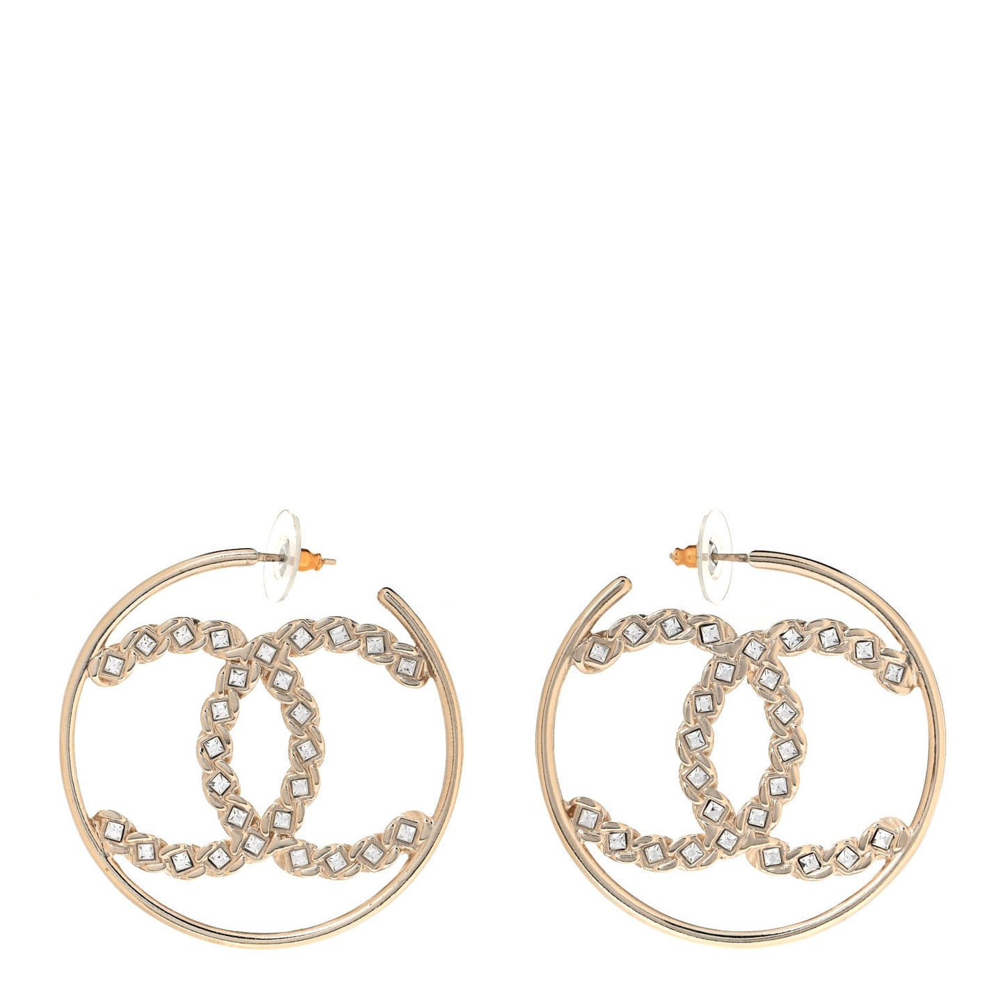 Crystal High Society CC Hoop Earrings Gold