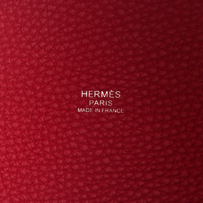 Hermes Taurillon Clemence Casaque Picotin Lock 18 PM Rouge Sellier Framboise 6 of 11