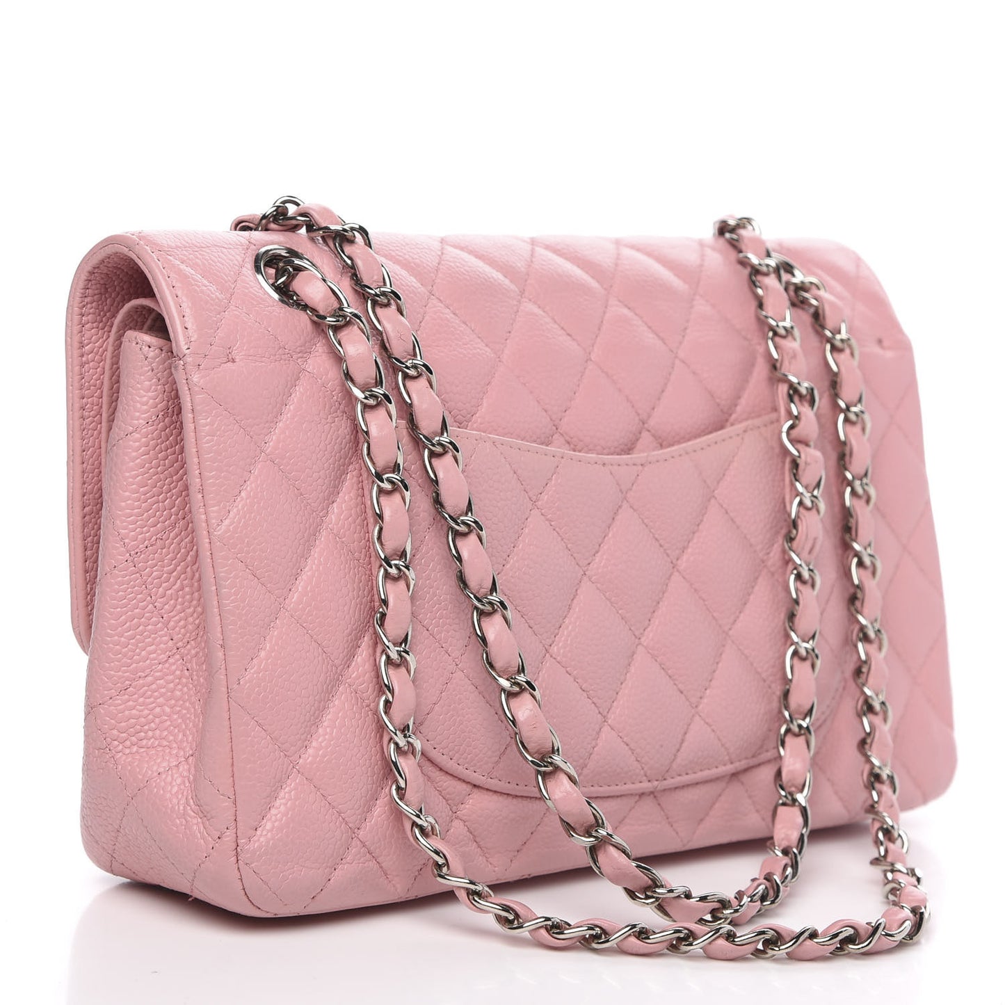 Caviar Quilted Medium Double Flap Pink
