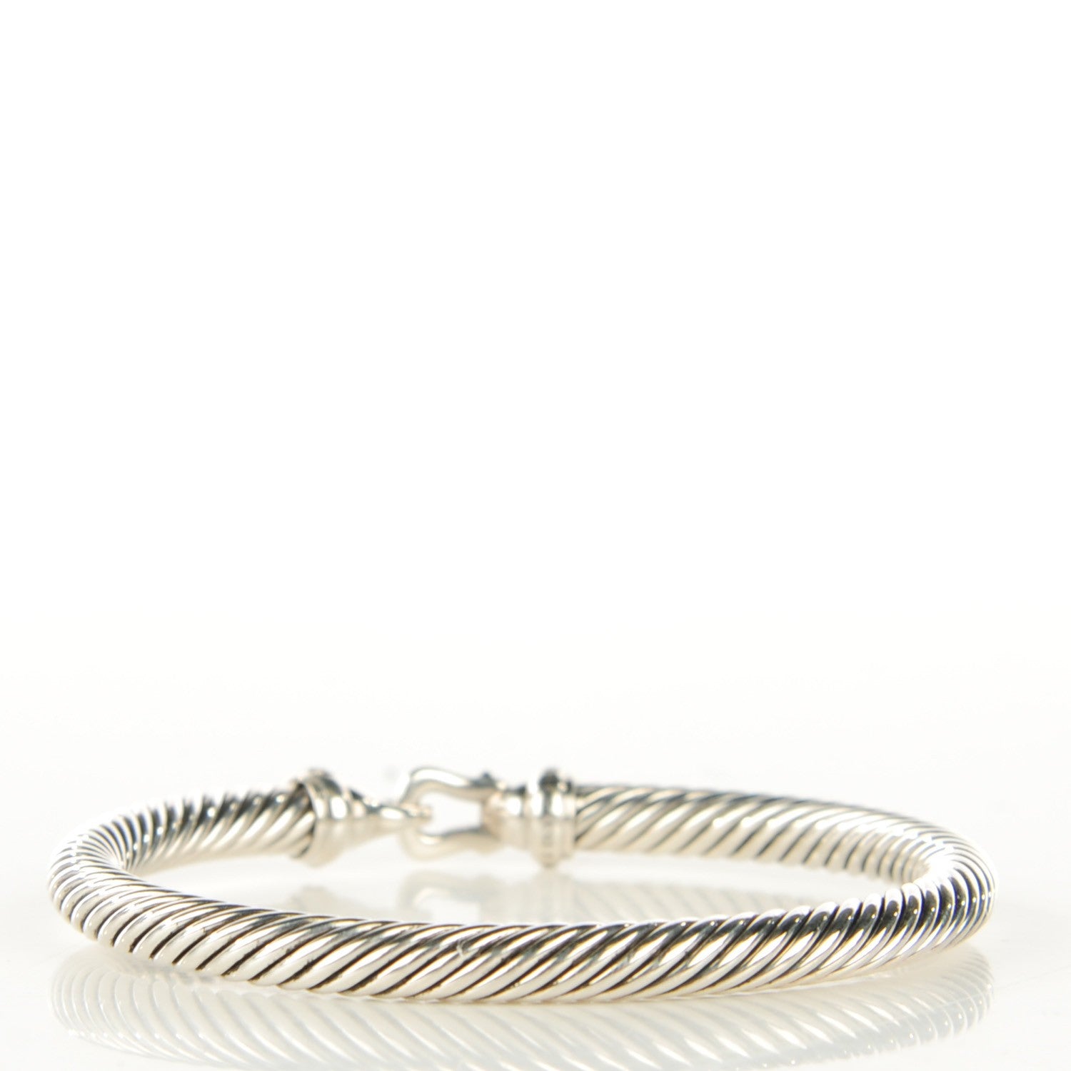 David Yurman Sterling Silver Diamond 5mm Cable Buckle Bracelet 3 of 5