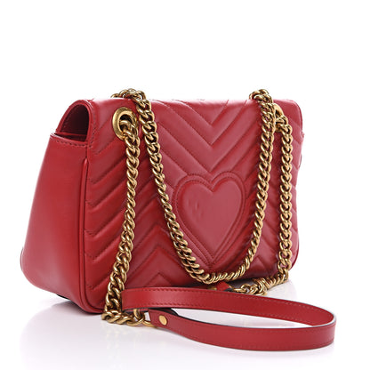 Gucci Calfskin Matelasse Small GG Marmont Shoulder Bag Hibiscus Red 2 of 12