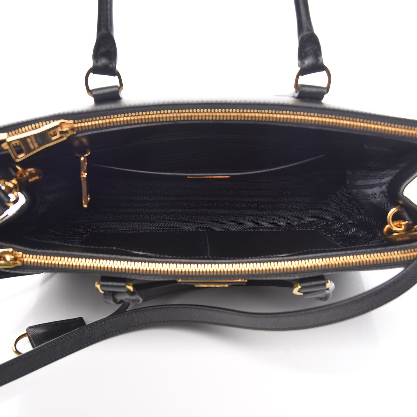 Saffiano Medium Galleria Double Zip Tote Black