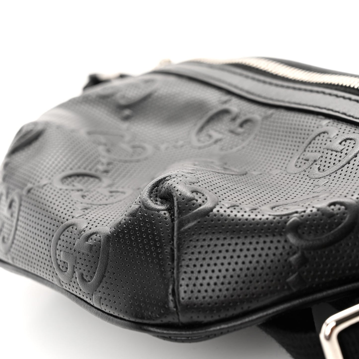 Calfskin GG Tennis Embossed Belt Bag Black