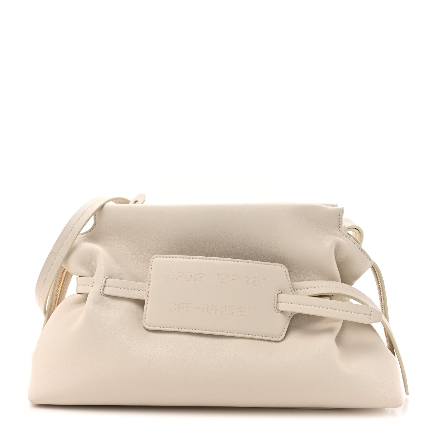 Off-White Calfskin Zip Tie Clutch White 1 of 12