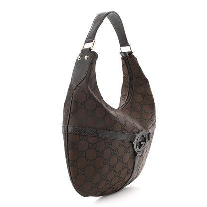 Gucci Canvas GG Reins Hobo Brown Black 3 of 12
