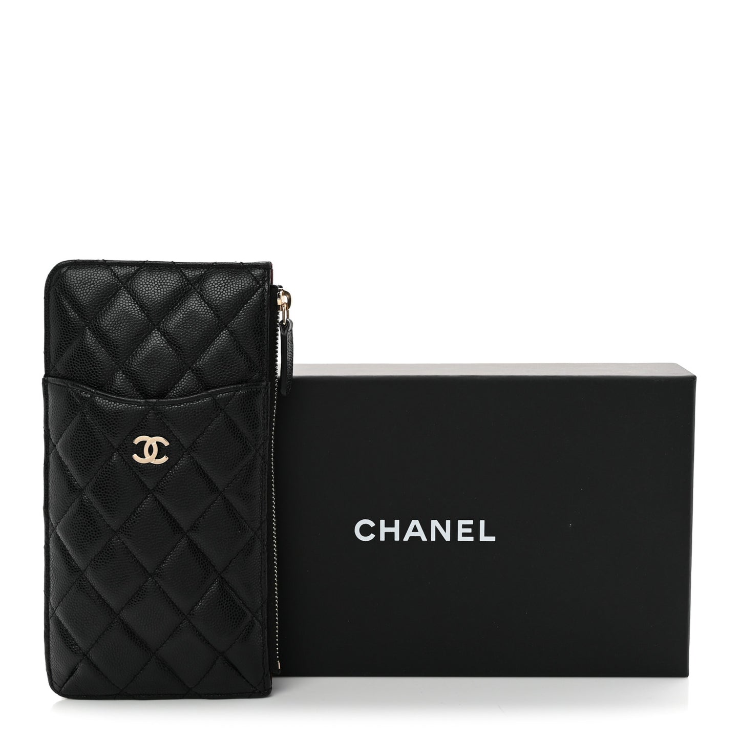 Caviar Quilted Classic Flat Wallet Pouch Black