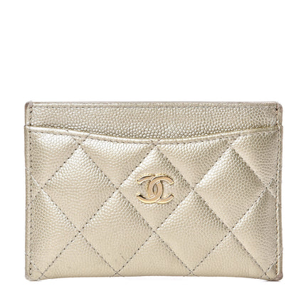 Chanel Metallic Caviar Quilted Card Holder Light Gold 1 of 12